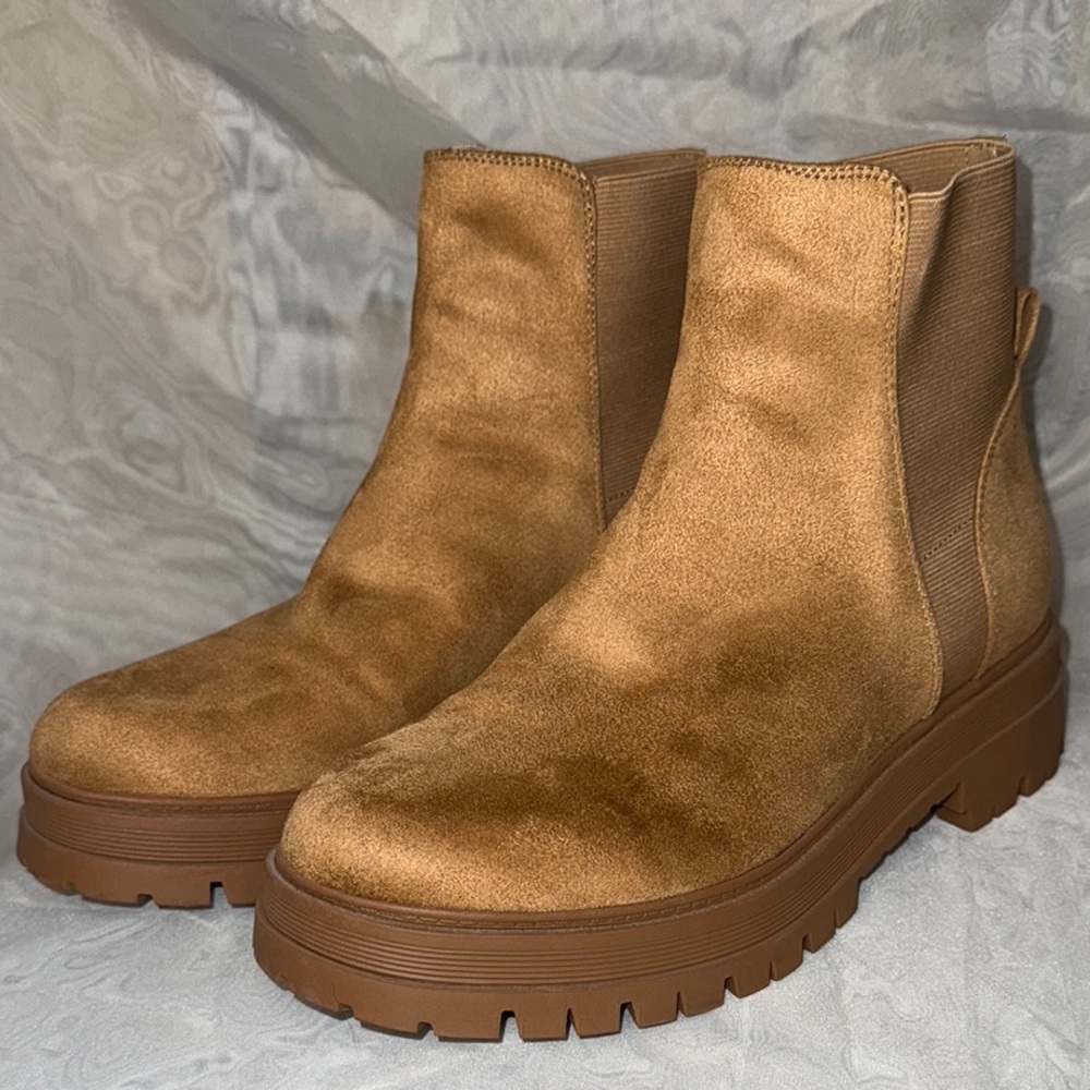 Tan Suede Ankle Boots, Size 10, Nine West